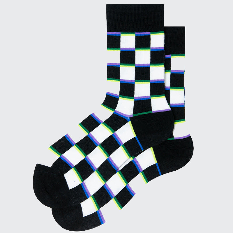 Dazzle Checker Fine-Knit Ankle Socks
