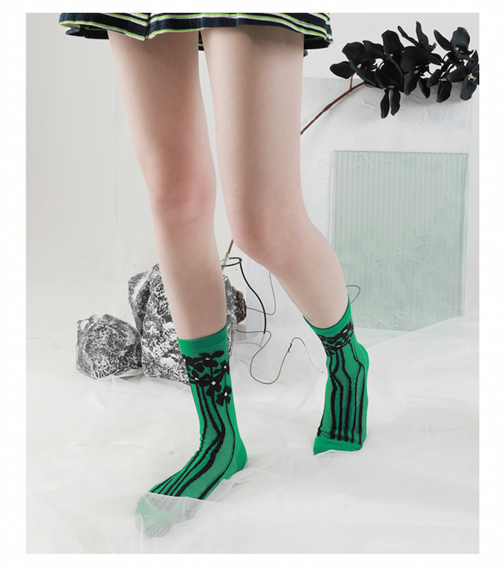 Daisy Green Mesh Summer Socks