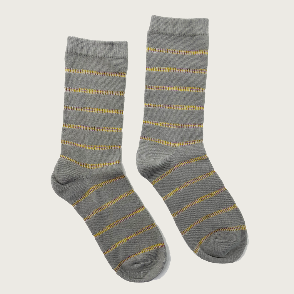 Grey Rainbow Stripes High Ankle Socks